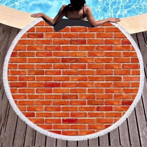 150cm Fashion Adult Children Quick Dry Travel Super Absorbent Bath Towel 3D Brick Stone Wall Digital Printed Beach Towels