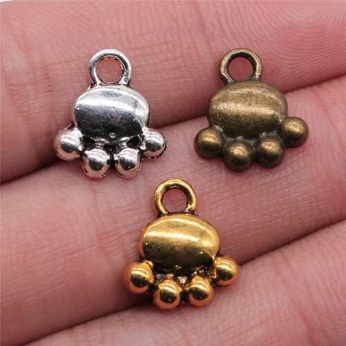 20pcs 14x12mm 3 Colors Antique Gold Antique Silver Color Antique Bronze Cat Paw Charm Cat Paw Pendant Dog Paw Pendant