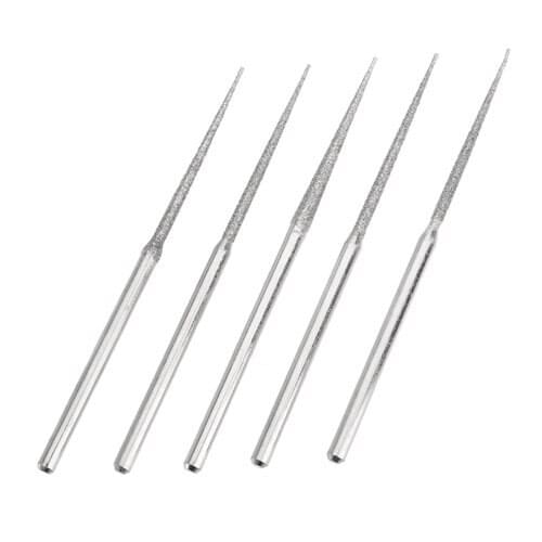 5Pcs 3mm Diamond Grinding Head Shank Diamond Coated Cylindrical Flat Head Lengthened Burrs Set Grinding For Dremel Rotary Tool