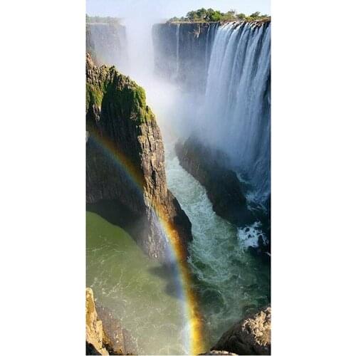 5D DIY Full Round/Square Diamond Painting Waterfall Scenery 3D Embroidery Cross Stitch Rhinestone Mosaic Home Decor Art YC1028