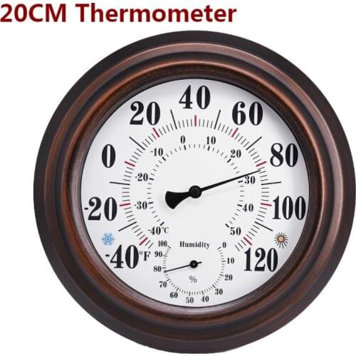 American Thermometer Indoor Outdoor 7.9" Patio Large Wall Thermometer And Hygrometer Mechanical Watch Core No Battery Needed