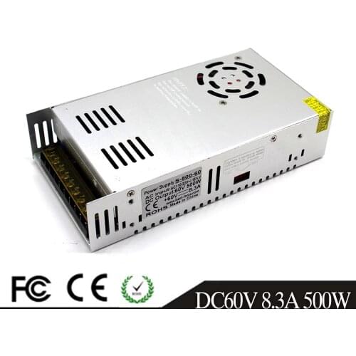 Power Supply Switch DC 60V 8.3A 500W Driver Transformer AC110V 220V to DC60V Power Adapter for CNC Router Stepper Motors Machine