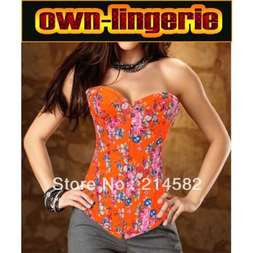 Free Shipping flower corset print Strapless Floral Printing Corsets over bust Five Colors w3232