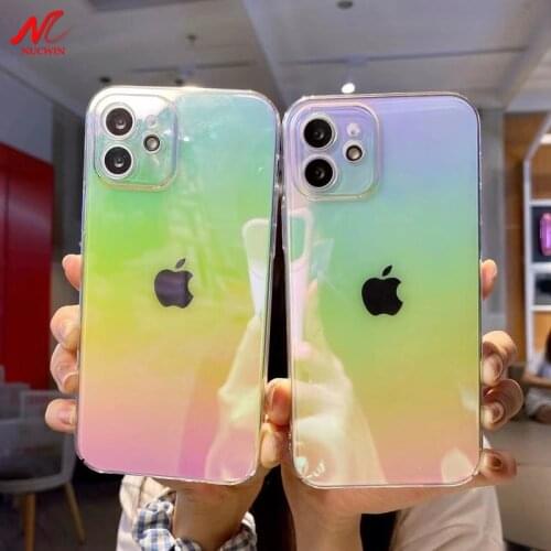 High Quality Summer Rainbow Laser Hard Acrylic Phone Case For Apple iPhone 12 Pro Max 7 8 Plus X XS XR 11 SE Mini Aurora Cover