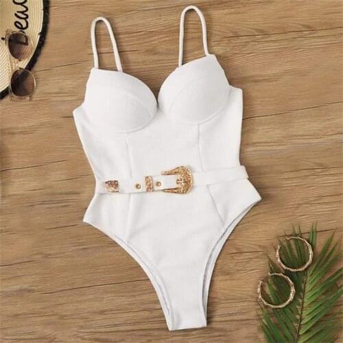 Daxiyee White One-piece Swimwear