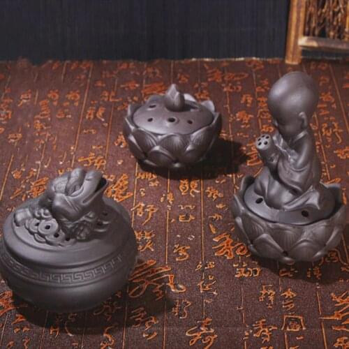 Purple Sand Incense Burner Ceramic Incense Burner Sandalwood Burner Buddha Supplies Office Home Buddhism Car Decoration