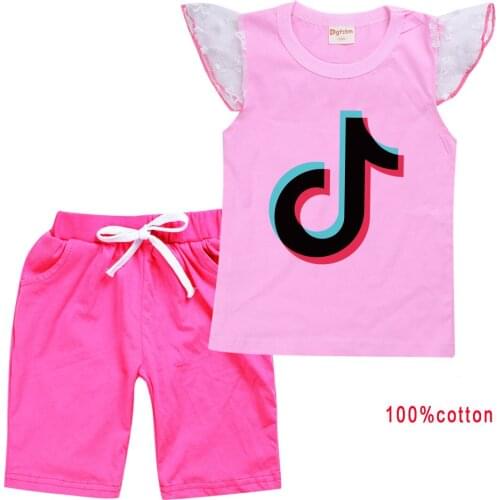 TIK TOK Kids Girls Sets Summer Short Sleeve Boys Clothes Set Cotton Girls Clothes Two-Piece Body Suit Quality Kids Clothes Set