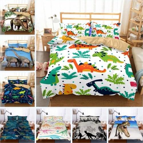 Dinosaurs Bedding Set for Boys Kids Duvet Cover with 2 Pillow Case Soft Microfiber Quilt Cover 3pcs