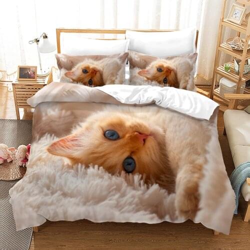 Cute Pet Cats Bedding Set Kawaii Animal Duvet Cover Sets Comforter Bed Linen Twin Queen King Single Size Dropshipping