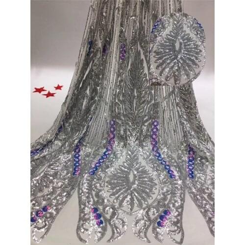 Beautiful sequins BZL-8.1520 Nigerian fabric for party dress new African embroidered lace fabric