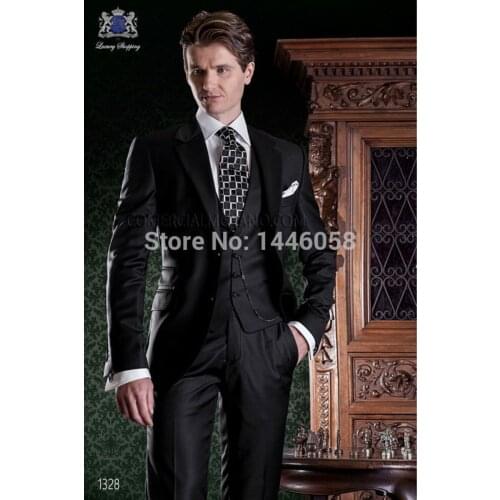 Handsome Groomsmen Notch Lapel Groom Tuxedos Mens Wedding Dress Man Jacket Blazer Prom Dinner (Jacket+Pants+Tie+Vest) A383