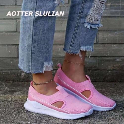 Female Summer Autumn Casual Sport Sneaker Breathable Slip on Sport Shoes Elastic Band Ladies Vulcanized Platform Running Loafers