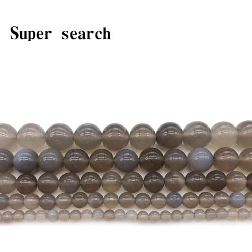 Natural Gem Stone Gray Agat Round Loose Beads 4/6/8/10/12/14MM Onyx Diy Beads Jewelry Making Accessories