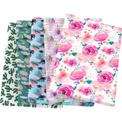 Cactus Tree Flower Leaf Swimwear Knit Cotton Fabric Sewing Quilting Fabrics Needlework Material DIY Handmade Cloth,c13686