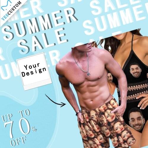 M YesCustom Custom Face Women New Strap One Piece Swimsuit Top High-Waisted Slim Cut Bikini Bra Swimwear & Mens Beach Shorts