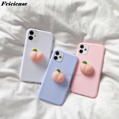 Cute 3D Pink Pinch Peach Silicone Case For Samsung A52 A12 A32 4G A02S S21 S20 FE Plus A71 A31 Note 20 Ultra Soft Back Cover