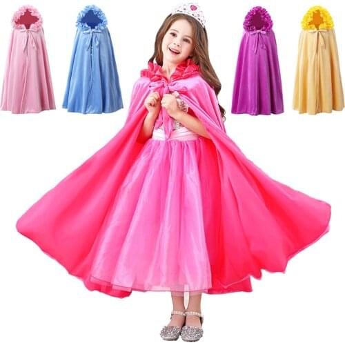 5 Colors Fashion Wild Girls Cloak Christmas Clothes Party Fancy Cosplay Princess Costumes Solid Color Velvet Hooded Long Shawl