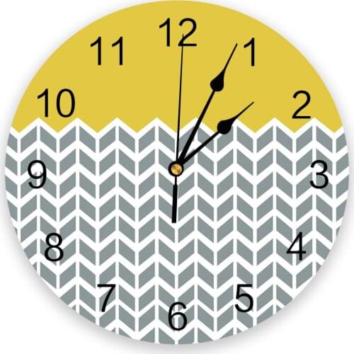 Geometric Yellow Print Wall Clock Wall Art Silent Non ticking Round Wall Watch for Home Decortaion Best Gift