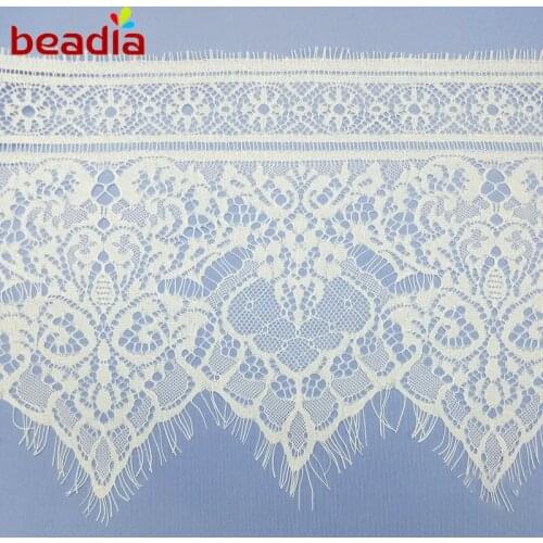 New Arrival Classic Style Soft Floral Lace Trim Big Edge Wave Hem Skirt Lace Making Lace Trim Sewing For Dress Decoration