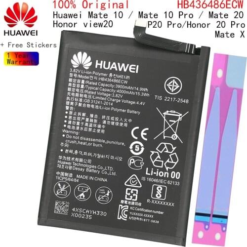 Original Phone Battery 3900mAh Replacement for Huawei Mate 10 / 10 Pro / P20 PRO AL00 L09 L29 TL00 HB436486ECW