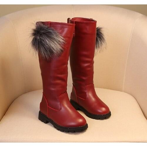 2019 autumn and winter children boots female child princess boots high-leg plus velvet boots cotton-padded shoes