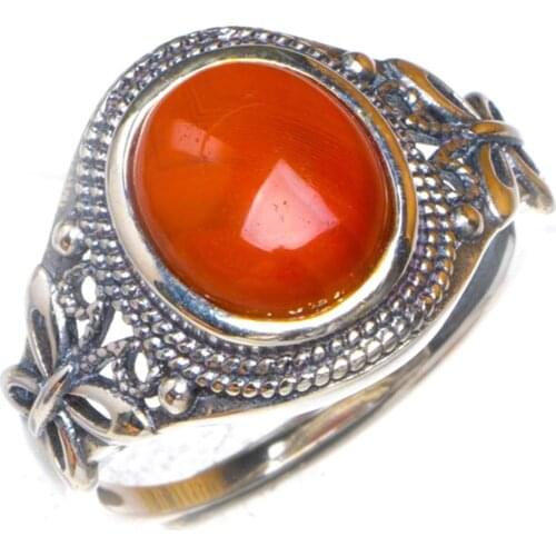 Natural Nanjiang Red Agate Opening Butterfly Handmade 925 Sterling Silver Ring 7.25 D1079