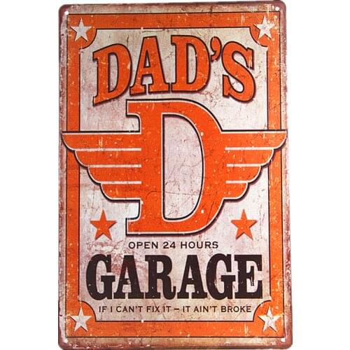 Dads Garage Tin Metal Sign Decor FUNNY HUMOROUS Daddy Father