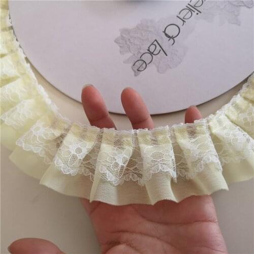 10yard price 5CM pleated cuff skirt lace lotus leaf lace accessories doll dress skirt