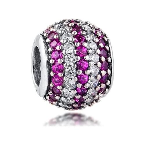 Fits Pandora Bracelet DIY Beads for Jewelry Making Red Nautical Pave Stripes Silver Charms Genuine 925 Sterling Silver kralen