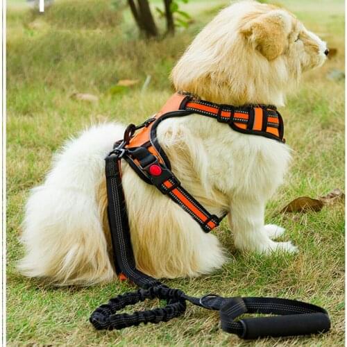 Dog Traction Rope Pet Supplies With Comfortable Round Tube Handle Reflective Explosion-Proof Okinawa Vest Pet Dogs Harness Leash