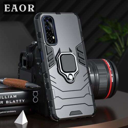 EAOR Shockproof Armor Case for Realme C20 C15 C17 C21 V5 V11 V13 5G Ring Stand Phone Back Cover for Realme X2 X7 Pro Q2 Q3 Pro