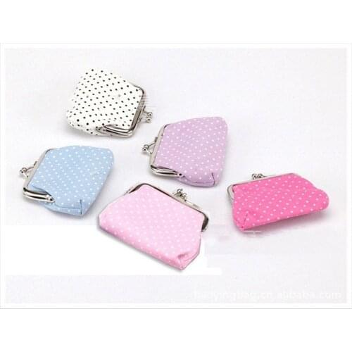 Sweets Lovely sweet lady fad design cotton fabric coin purse wallet Polka Dot New