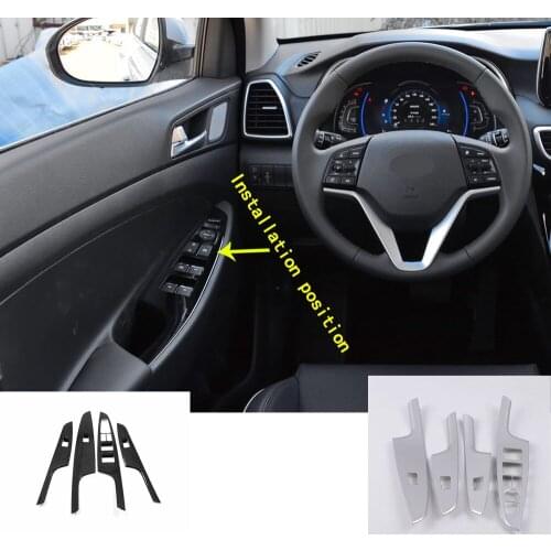 High Quality For Hyundai Tucson 2019 2020 Car Handrail Armrest Door Window Glass Switch Panel Trim Stick Frame Molding 4pcs