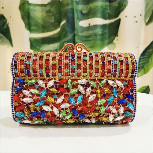 Women Black Color Crystal Evening Bag Clutch Bags Bridal Floral Handbag Clutch Purse For Wedding Party Diamond Clutches Bags