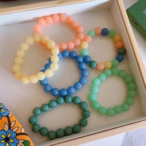 Find Me New Summer Resin Elastic Candy Color Bracelet For Women Jewelry Accessories