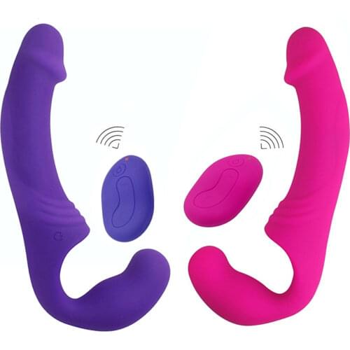 Gay Wireless Remote Control Double-ended Vibrating Adult Sex Toy Strapless Strapless Dildo Vibrator for Couple Toys