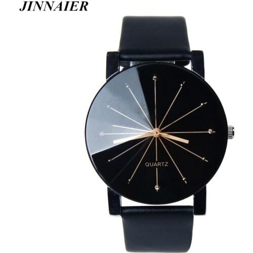 100Pcs/lot Wholesale Newest Hot Sale Fashion Christmas Activity Women Men Lovers Leather Watch Convex Surface Quartz Wristwatch