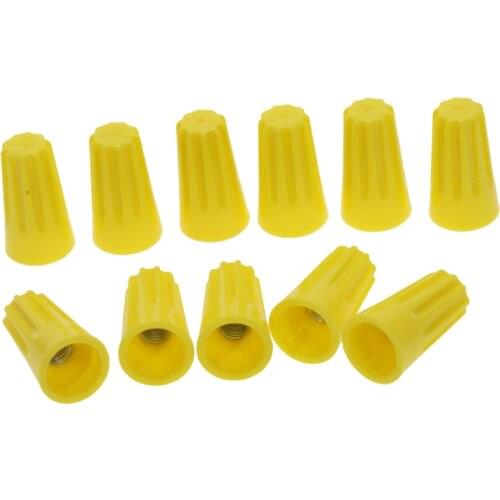 100Pcs P4 Yellow Wire Connector Twist-On Terminals Cap Spring Insert Assortment 22-10 AWG Terminal