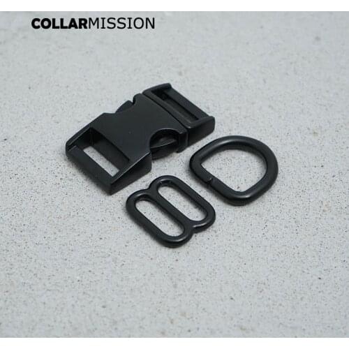 15mm(metal buckle+adjust buckle+D ring/set)for backpack DIY dog cat collar webbing sewing Black accessory premium quality