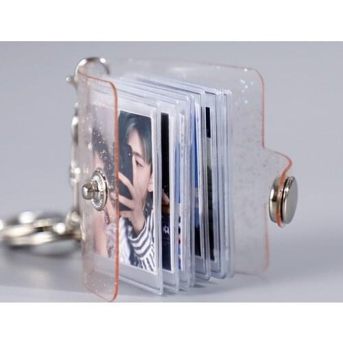 16 Mini Photo Album Keychain Small Instant Picture Albums Pendant ID Photo Storage Interstitial Pocket Keyring Lover Memory Gift