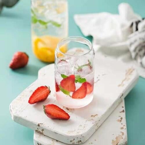 380ML/500ML Jar Shape Japanese Transparent Glass Water Cup Breif High Borosilicate Beer Juice Cup Heat-resistant Coffee Milk Mug