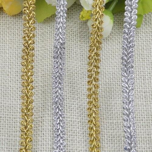 Vintage DIY clothes accessories gold silver curve lace trim sewing lace centipede braided ribbon lace