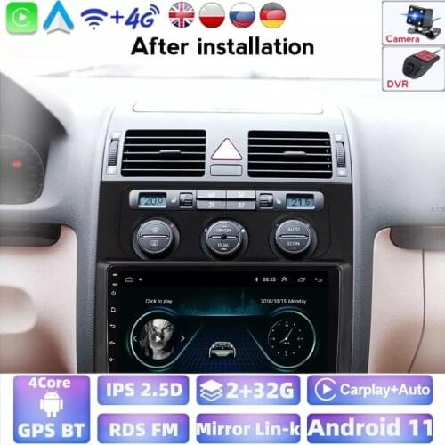 SWC 1024*600 IPS DSP Autoradio Android 11 For Volkswagen Touran 1 2003-2010 Car Radio Multimedia Video Player GPS Navigation BT