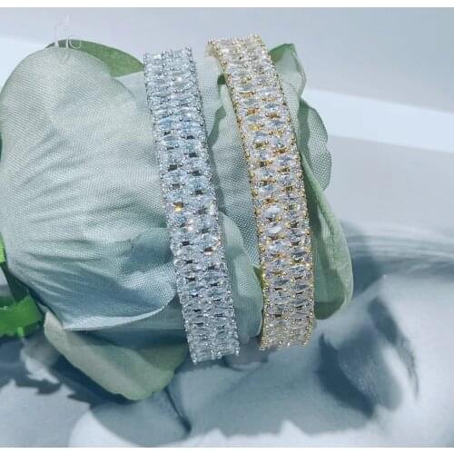 HIBRIDE Luxury Water Drop Shape Cubic Zircon Round Bangle&Bracelet New Trendy Brand Women Party Wedding Bridal Jewelry B-38