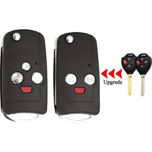 Kutery 10PCS/Lot Upgrade Key Shell For Toyota RAV4 Camry Avalon Corolla 3/4Buttons Remote Car Key Case Cover With Uncut Blade