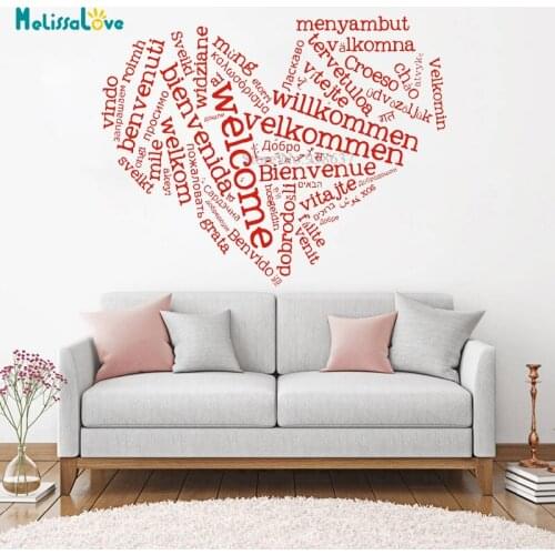 Welcome Word different country language Hello text Shop Decal Window decor Removable Vinyl Wall Sticker BA085