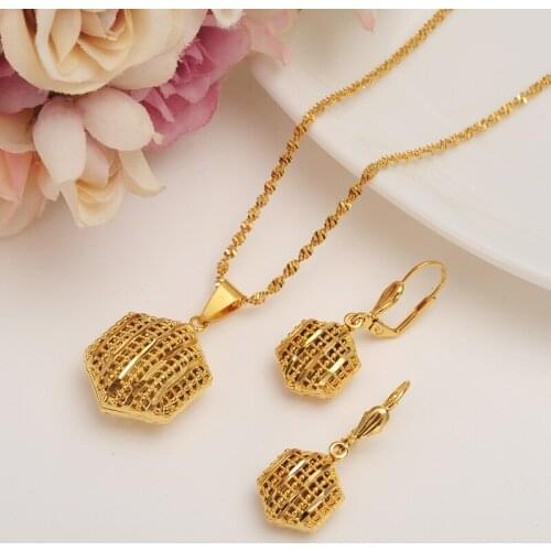 Ethiopian/Algeria Jewelry Set Pendant /Chain/Earring/Jewelry Gold Color women Eritrea Habesha Party African girl diy charms gift
