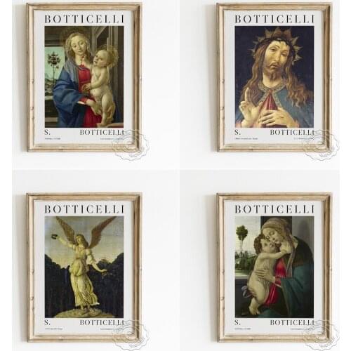 Sandro Botticelli Early Renaissance Exhibition Poster, Christ In Crown Of Thorns Wall Stickers, The Virgin And Child Home Decor