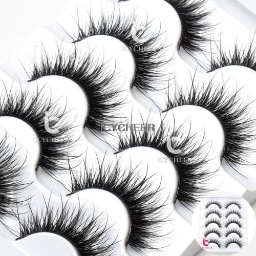 ICYCHEER Pro 5Pairs/Set Luxurious 3D False Eyelashes Cross Natural Long Eye Lashes Makeup