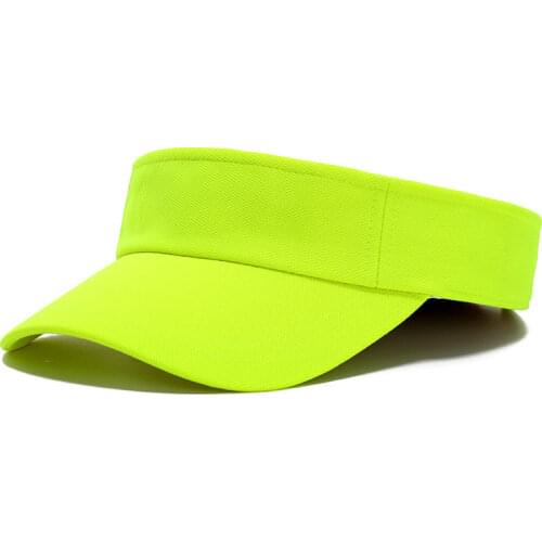 Plain Neon Yellow Women Sun Visors Ladies Golf Tennis Running Visor Bright Color Pink Orange Adjustable One Size